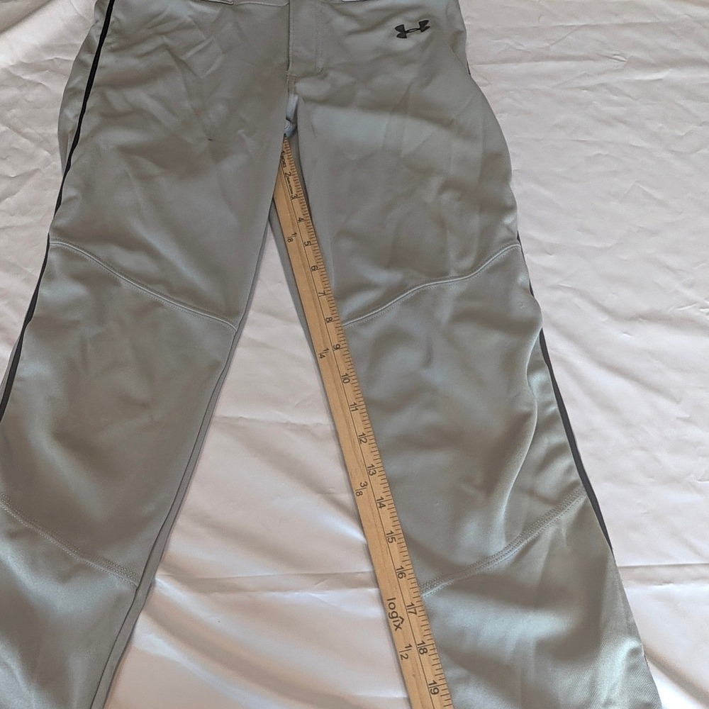 Under Armour Baseball Pants Kids Size L Grey Good HeatGear Side Stripe